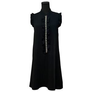 Lilly Pulitzer Adalee Shift Dress Faux Pearl Accents Ruffles Frilly Black Size 2